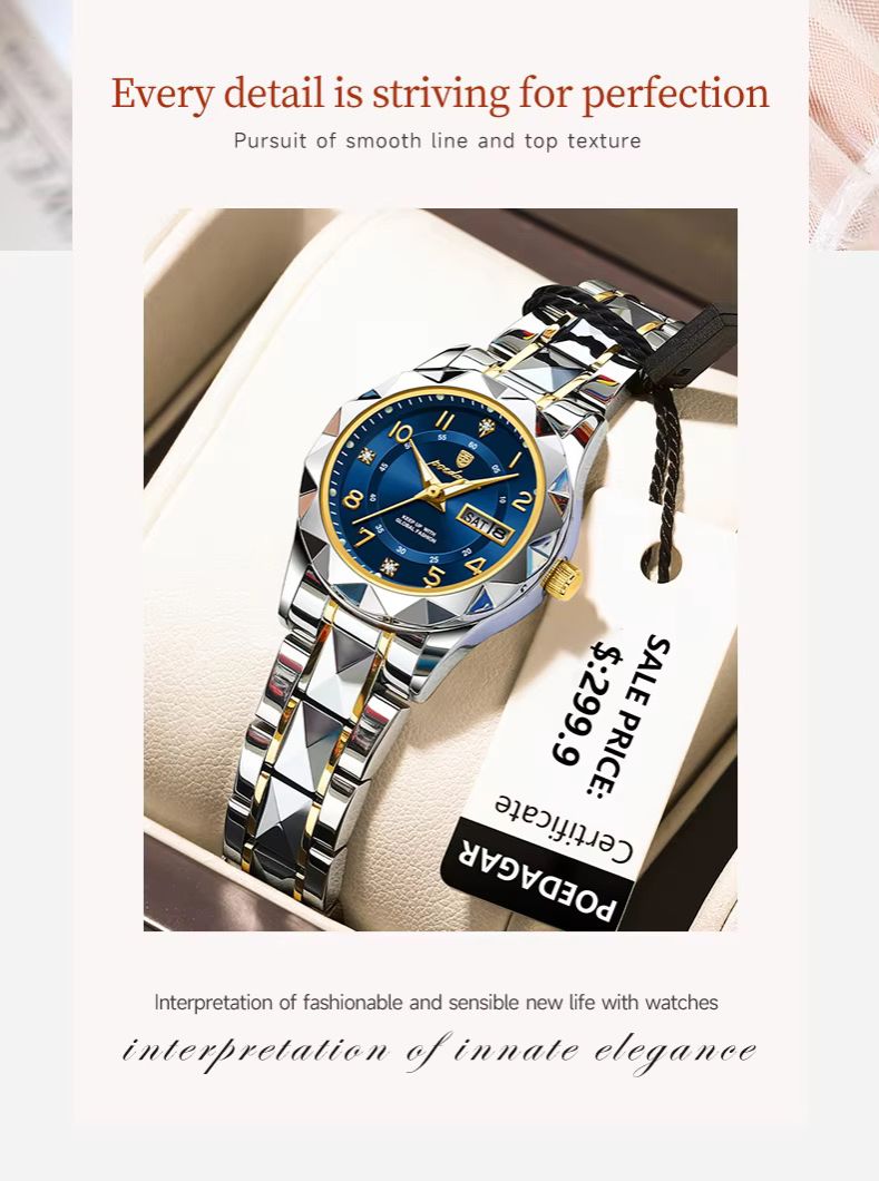 POEDAGAR 782 Fashion Luxury Women Watches Stainless Steel Wristwatch Waterproof Luminous Lady Quartz Watches