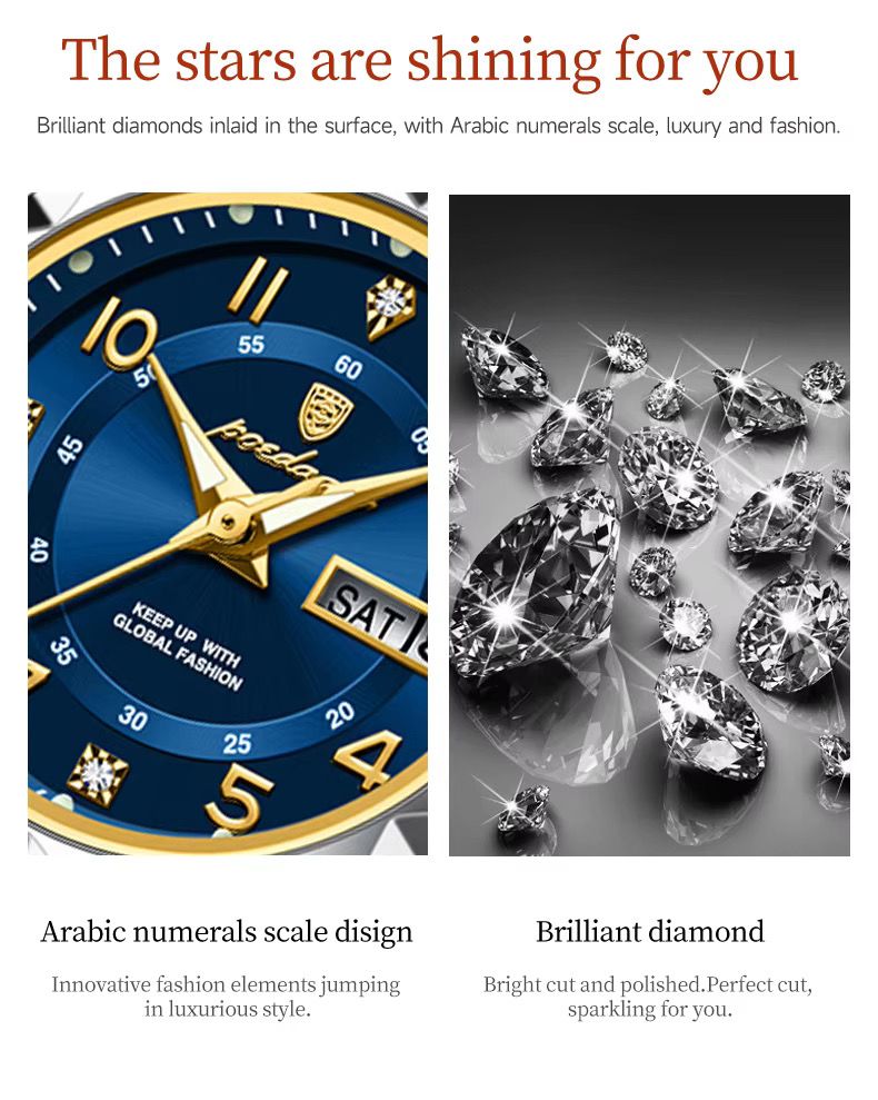 POEDAGAR 782 Fashion Luxury Women Watches Stainless Steel Wristwatch Waterproof Luminous Lady Quartz Watches