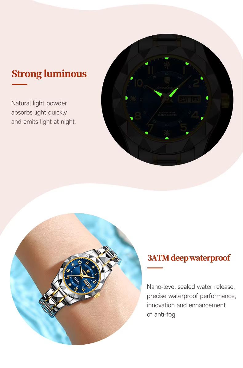 POEDAGAR 782 Fashion Luxury Women Watches Stainless Steel Wristwatch Waterproof Luminous Lady Quartz Watches