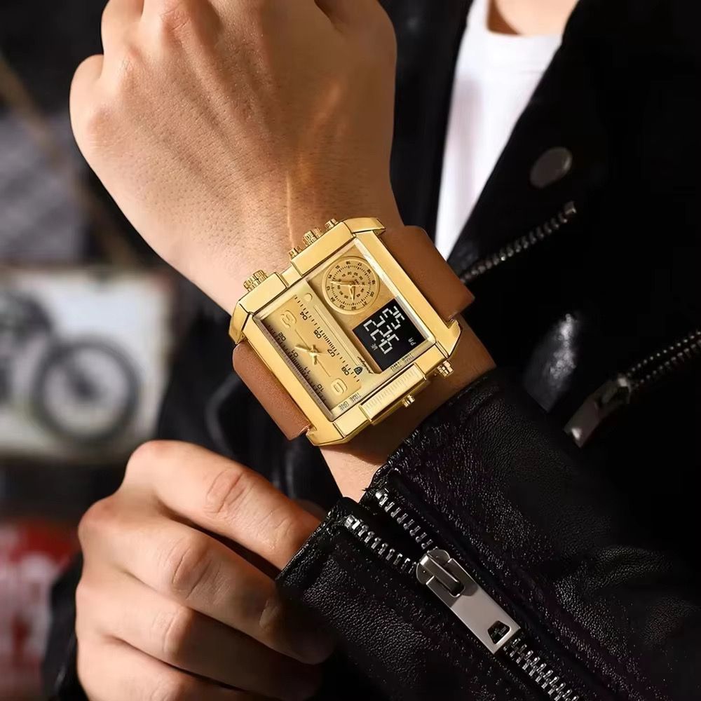 POEDAGAR 997 New Man Watch Rectangle Waterproof Luminous Day Week Men Wristwatch Digital Multifunction Men's Watches Quartz Reloj