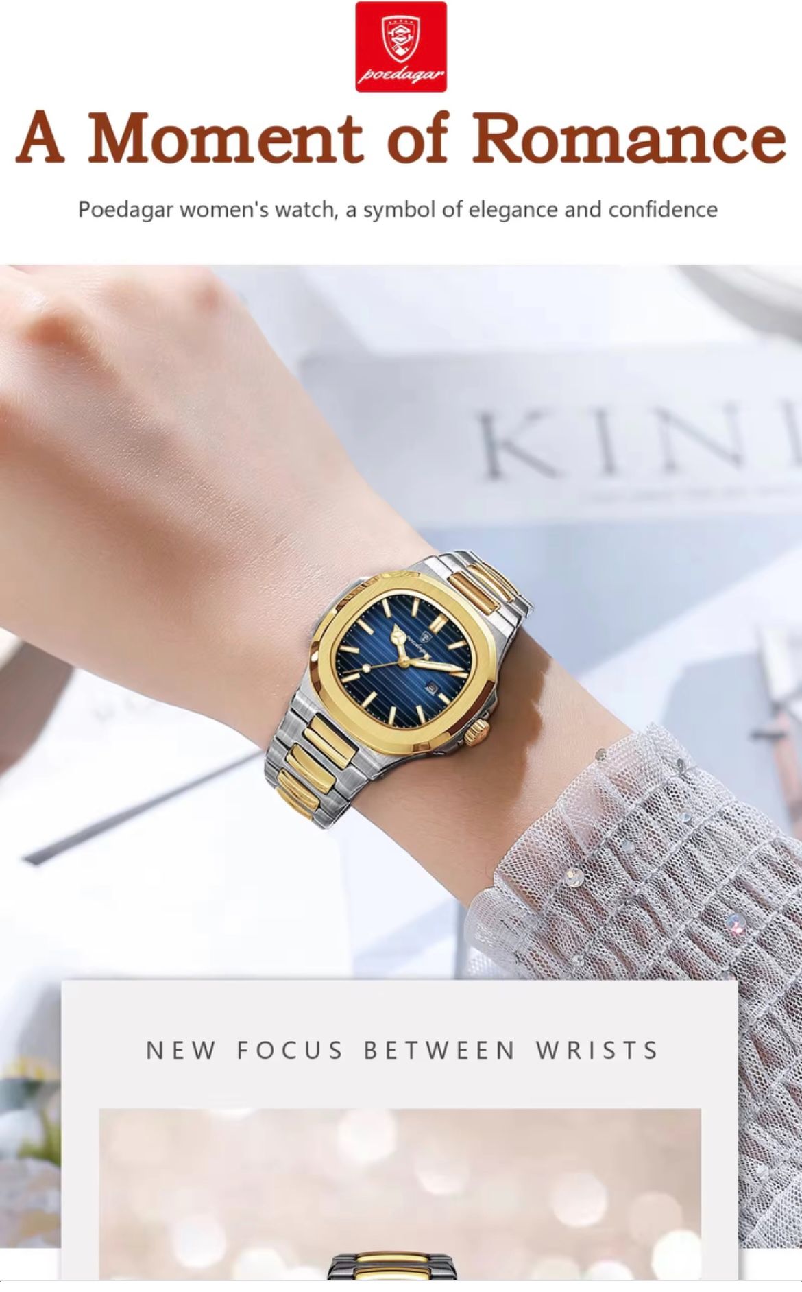 POEDAGAR 789 Women Leisure Quartz Watches Luminous Hands Night Light Fashion Stainless Steel Ladies Watch for Montre Femme Reloj