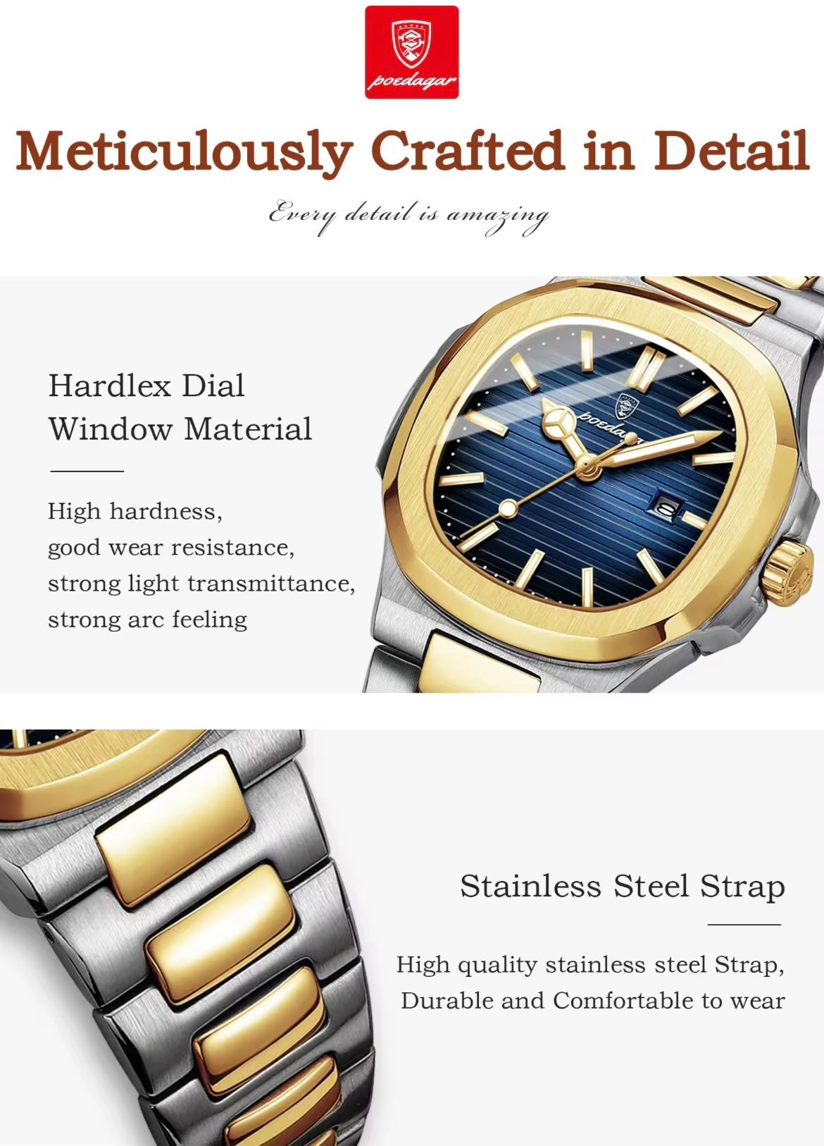 POEDAGAR 789 Women Leisure Quartz Watches Luminous Hands Night Light Fashion Stainless Steel Ladies Watch for Montre Femme Reloj