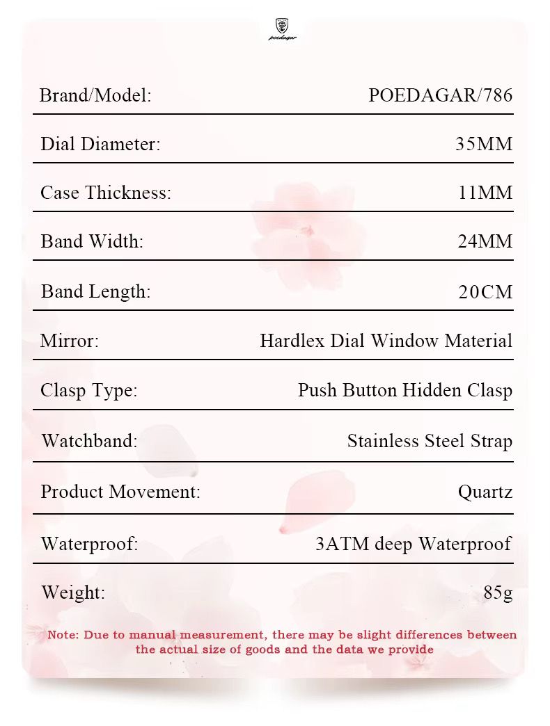 POEDAGAR 786 Ladies Elegant Quartz Watch Waterproof Luminous Luxury Watch Woman Date Week Stainless Steel Women's Watches Clock