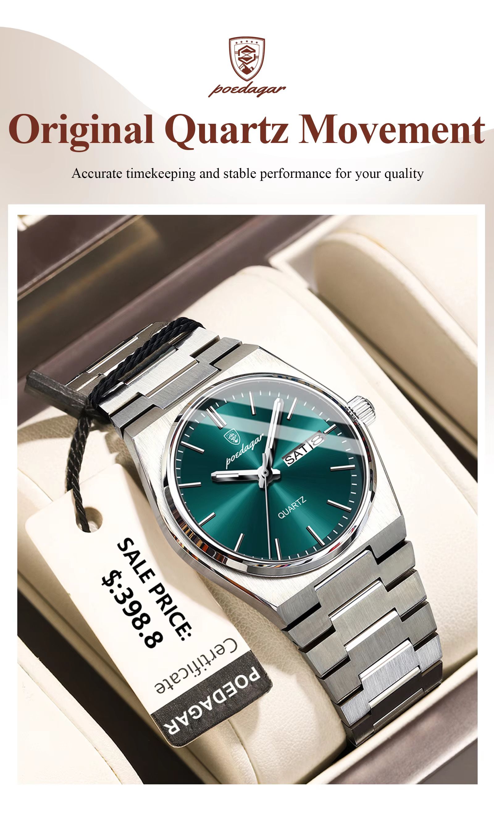 POEDAGAR 786 Ladies Elegant Quartz Watch Waterproof Luminous Luxury Watch Woman Date Week Stainless Steel Women's Watches Clock