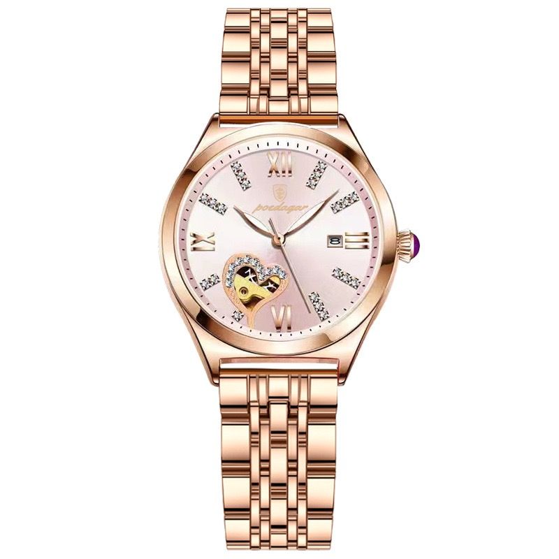 POEDAGAR 320 Fashion Rose Gold Stainless Stain Steel Ladies Watch Women Watch Waterproof Quartz Wristwatch Romantic for Gift