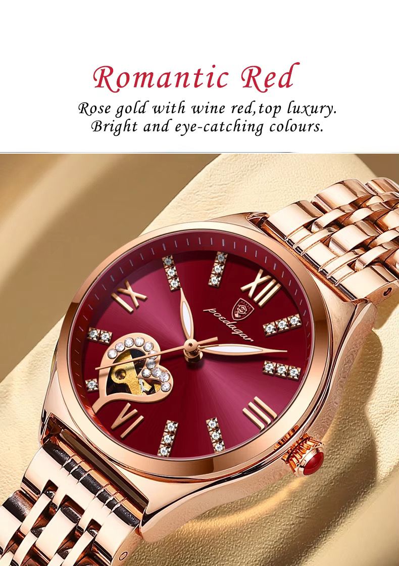 POEDAGAR 320 Fashion Rose Gold Stainless Stain Steel Ladies Watch Women Watch Waterproof Quartz Wristwatch Romantic for Gift