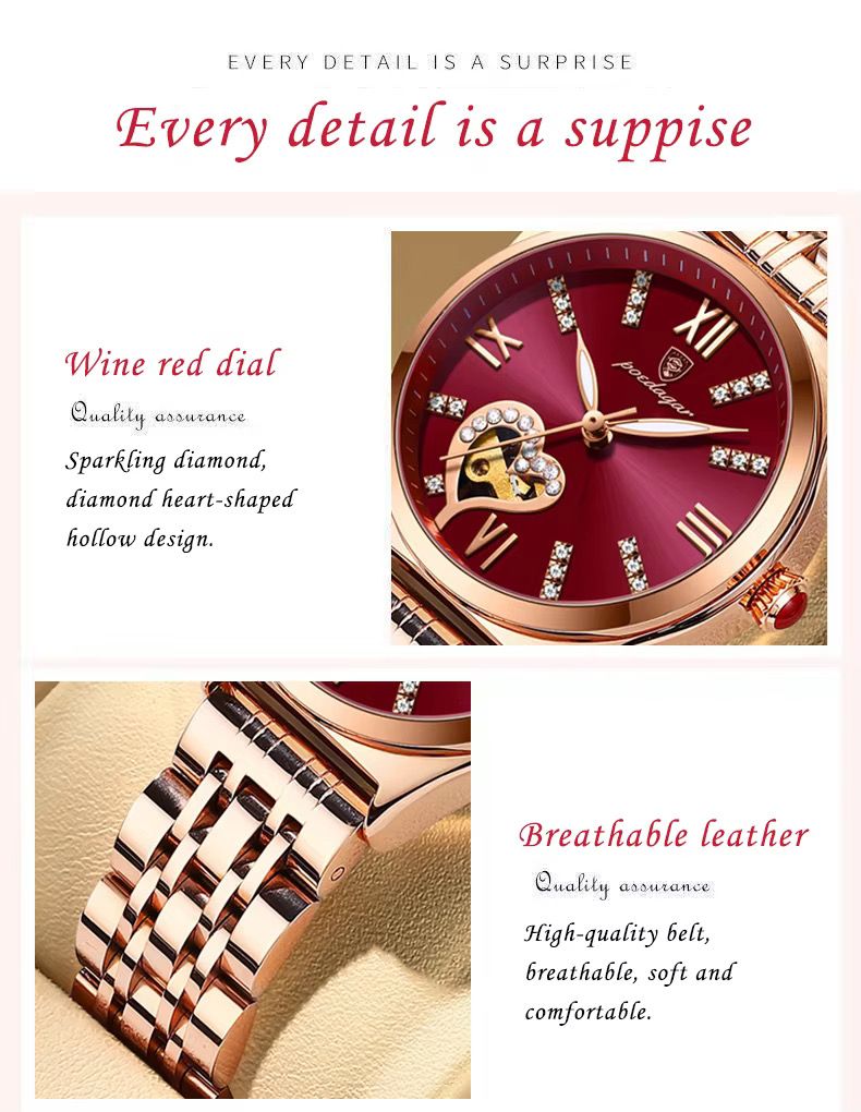 POEDAGAR 320 Fashion Rose Gold Stainless Stain Steel Ladies Watch Women Watch Waterproof Quartz Wristwatch Romantic for Gift