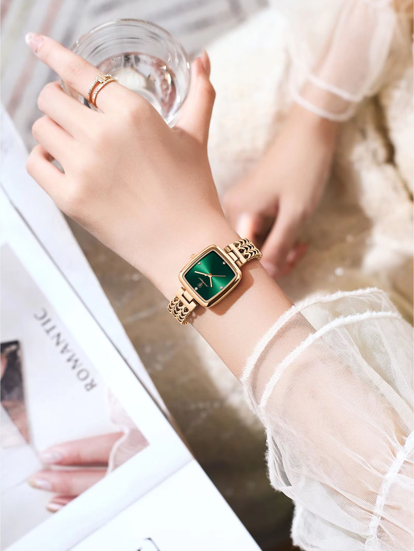 POEDAGAR 768 Luxury Woman Wristwatch Elegant Waterproof Stainless Steel Watch for Ladies Dress Diamond Quartz Women's Watches