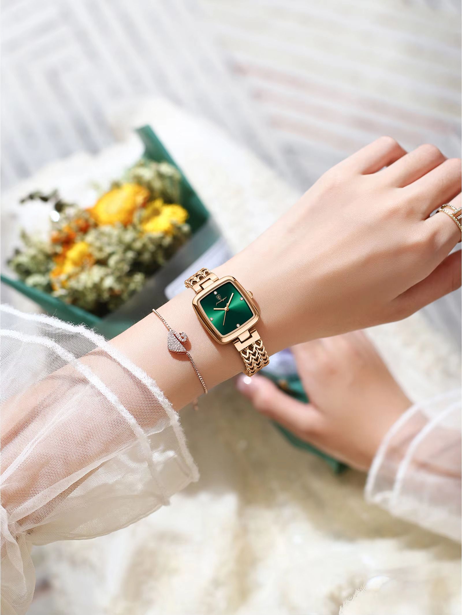 POEDAGAR 768 Luxury Woman Wristwatch Elegant Waterproof Stainless Steel Watch for Ladies Dress Diamond Quartz Women's Watches