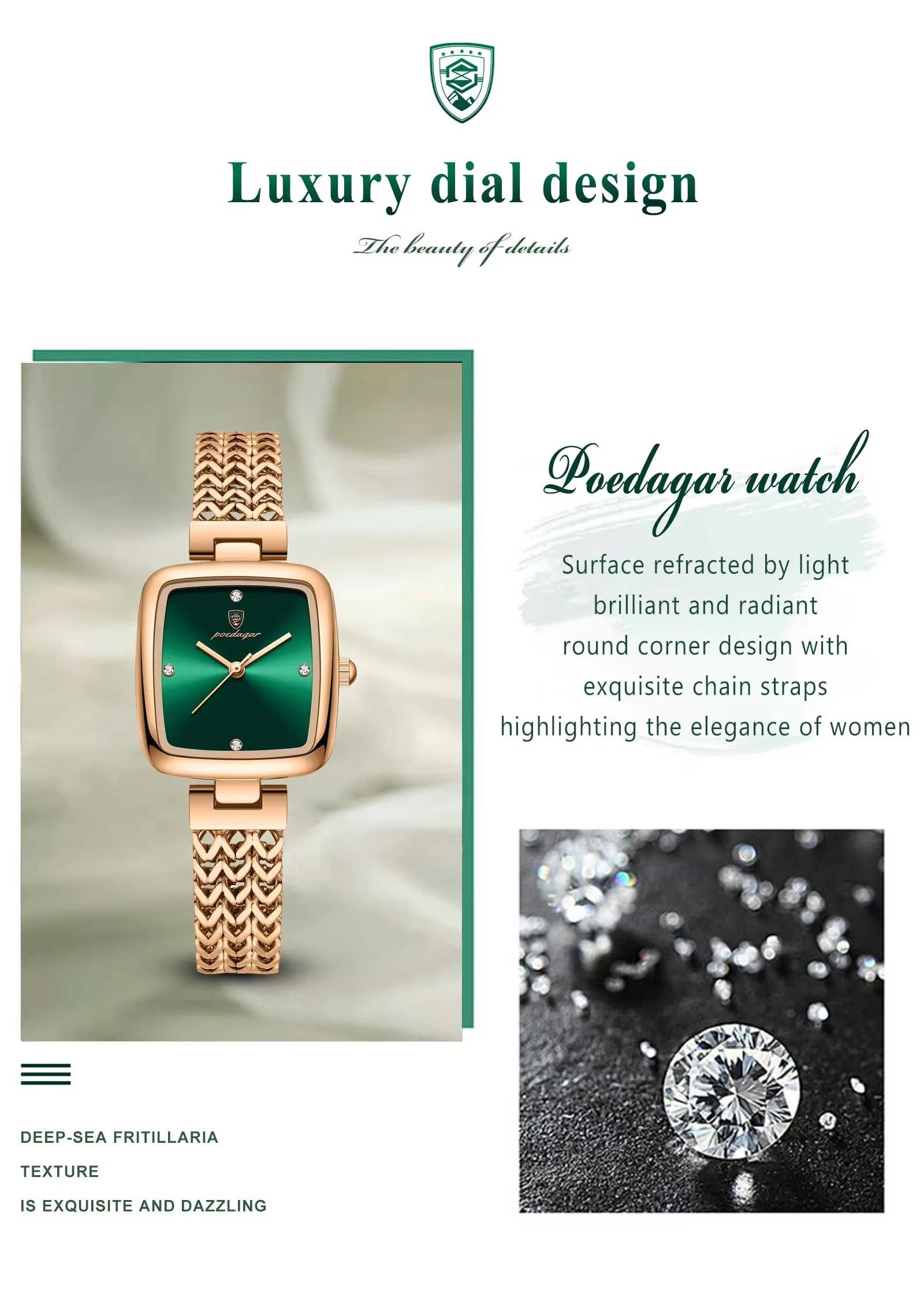 POEDAGAR 768 Luxury Woman Wristwatch Elegant Waterproof Stainless Steel Watch for Ladies Dress Diamond Quartz Women's Watches