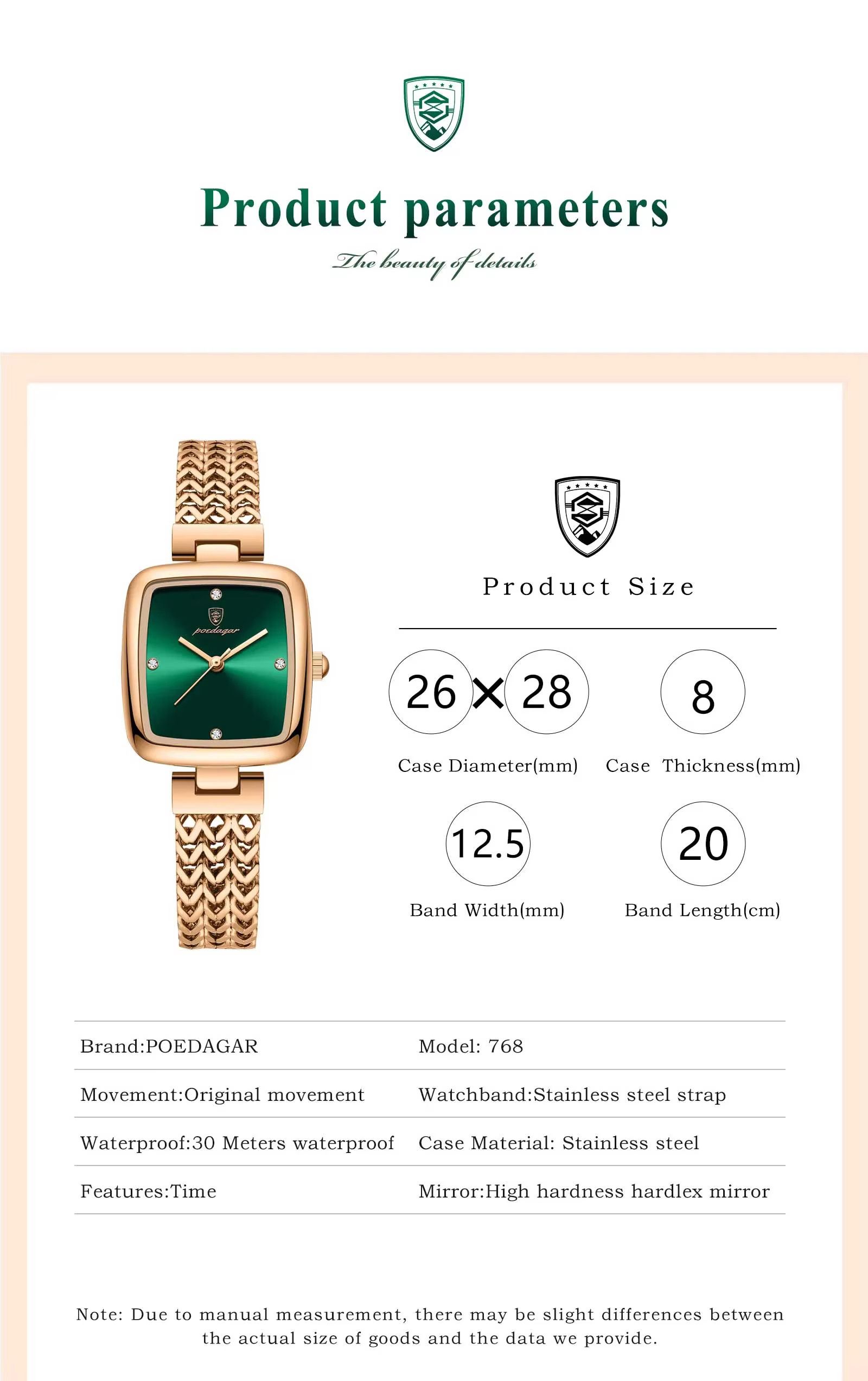 POEDAGAR 768 Luxury Woman Wristwatch Elegant Waterproof Stainless Steel Watch for Ladies Dress Diamond Quartz Women's Watches
