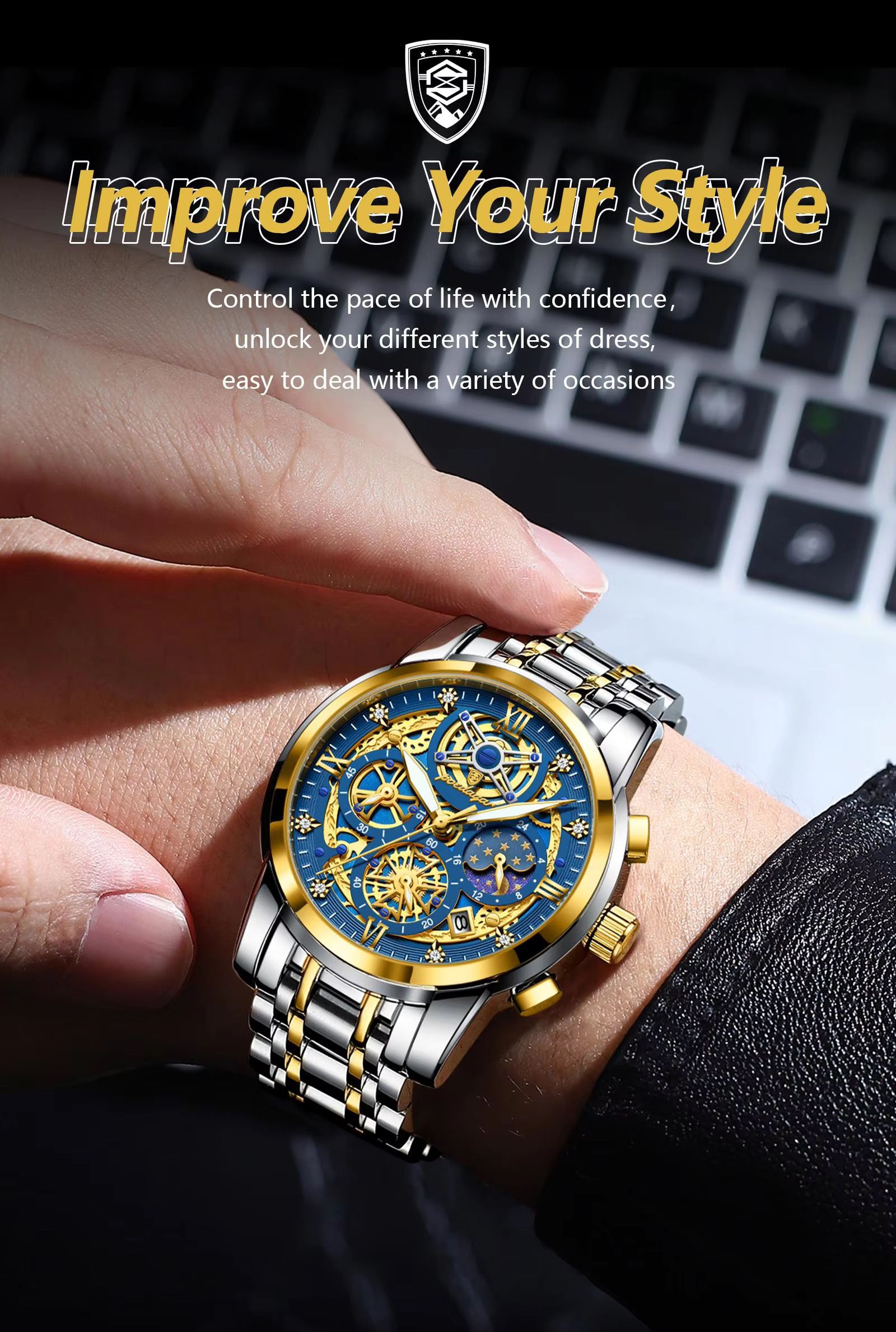 Top Brand POEDAGAR 984 Arrivals Quartz Watch for Men Luxury Stainless Steel Waterproof Chronograph Men Watches Relogio Masculino