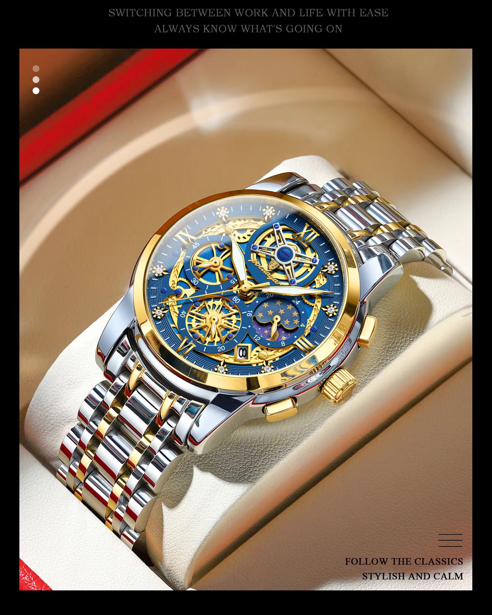 Top Brand POEDAGAR 984 Arrivals Quartz Watch for Men Luxury Stainless Steel Waterproof Chronograph Men Watches Relogio Masculino