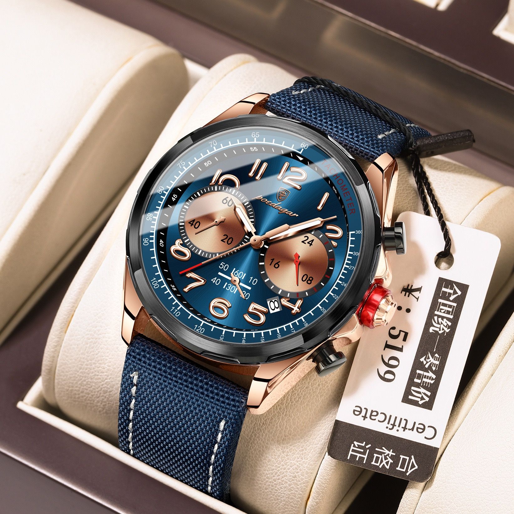 2025 NEW POEDAGAR 862 New Luxury Fashion Sport Man Wristwatch Waterproof Luminous Chronograph Quartz Men's Watches Leather Men Watch