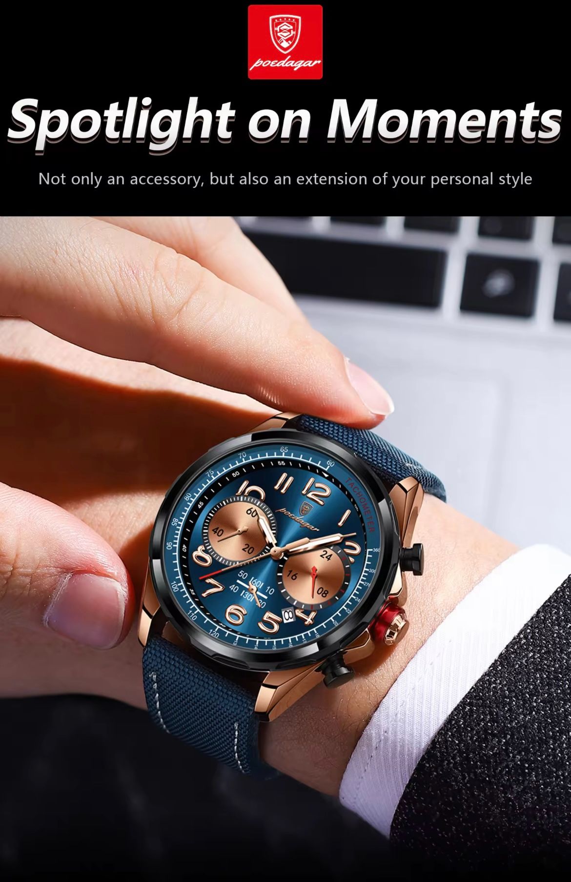 2025 NEW POEDAGAR 862 New Luxury Fashion Sport Man Wristwatch Waterproof Luminous Chronograph Quartz Men's Watches Leather Men Watch