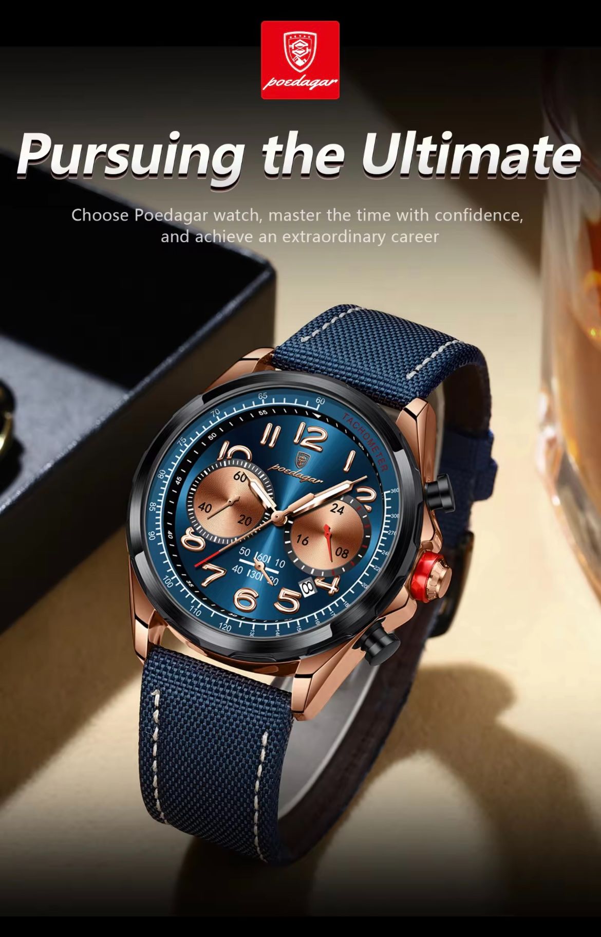 2025 NEW POEDAGAR 862 New Luxury Fashion Sport Man Wristwatch Waterproof Luminous Chronograph Quartz Men's Watches Leather Men Watch