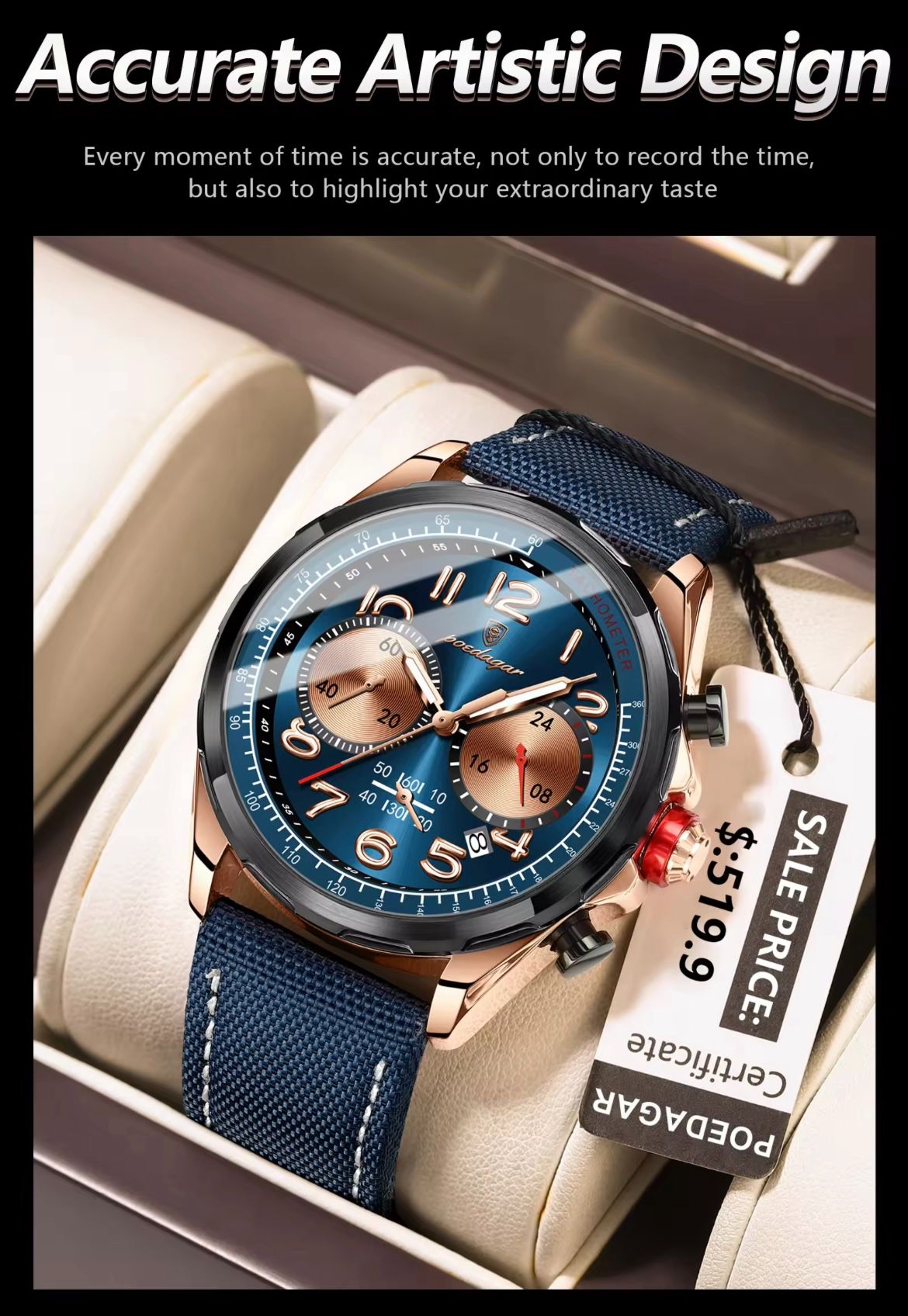 2025 NEW POEDAGAR 862 New Luxury Fashion Sport Man Wristwatch Waterproof Luminous Chronograph Quartz Men's Watches Leather Men Watch