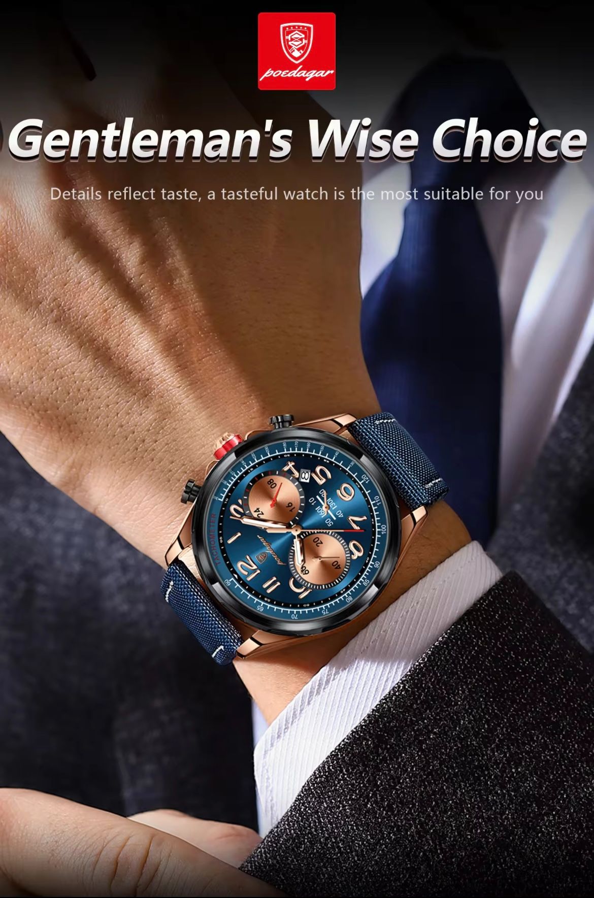 2025 NEW POEDAGAR 862 New Luxury Fashion Sport Man Wristwatch Waterproof Luminous Chronograph Quartz Men's Watches Leather Men Watch