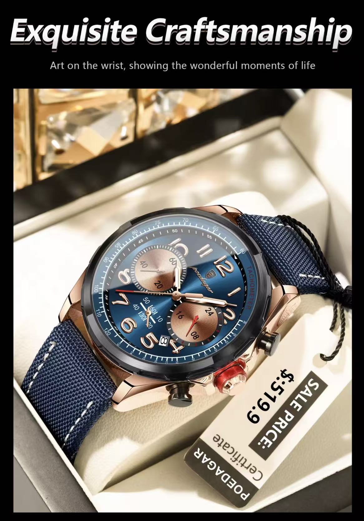 2025 NEW POEDAGAR 862 New Luxury Fashion Sport Man Wristwatch Waterproof Luminous Chronograph Quartz Men's Watches Leather Men Watch