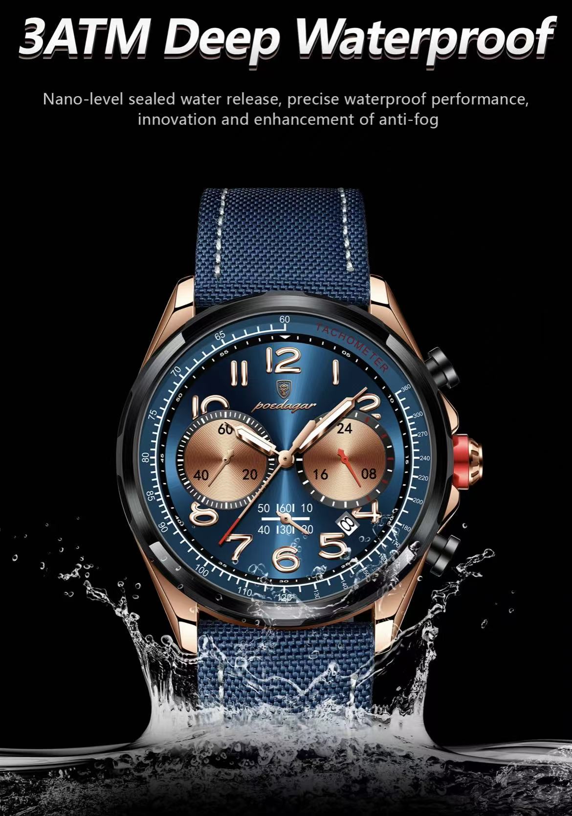 2025 NEW POEDAGAR 862 New Luxury Fashion Sport Man Wristwatch Waterproof Luminous Chronograph Quartz Men's Watches Leather Men Watch