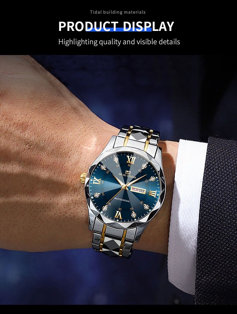 VA VA VOOM 2733 Hannah Martin Quartz Men's Watches Fashion Casual Calendar Luxury Sports Luminous Wristwatch for Mens Style Uhr