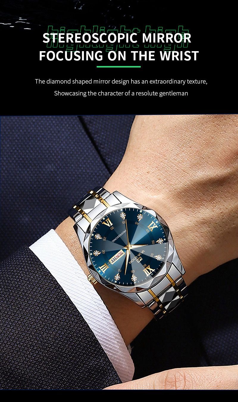 VA VA VOOM 2733 Hannah Martin Quartz Men's Watches Fashion Casual Calendar Luxury Sports Luminous Wristwatch for Mens Style Uhr