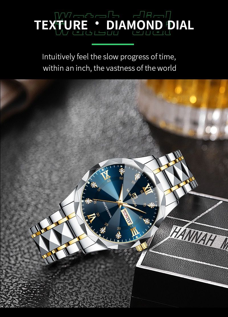 VA VA VOOM 2733 Hannah Martin Quartz Men's Watches Fashion Casual Calendar Luxury Sports Luminous Wristwatch for Mens Style Uhr