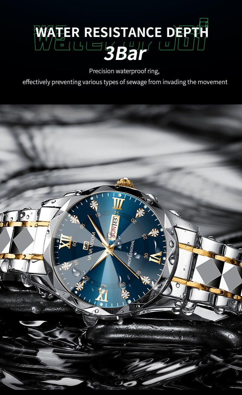 VA VA VOOM 2733 Hannah Martin Quartz Men's Watches Fashion Casual Calendar Luxury Sports Luminous Wristwatch for Mens Style Uhr