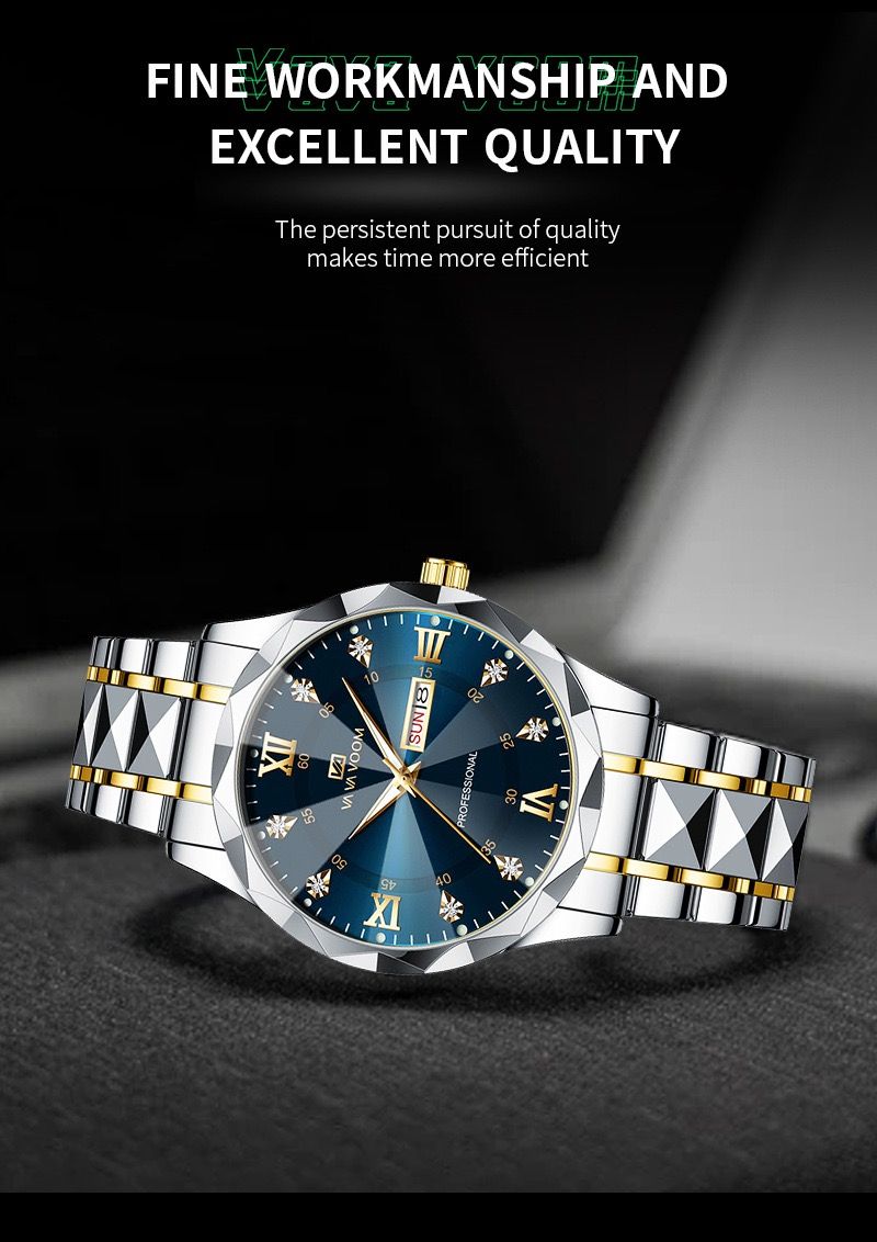 VA VA VOOM 2733 Hannah Martin Quartz Men's Watches Fashion Casual Calendar Luxury Sports Luminous Wristwatch for Mens Style Uhr