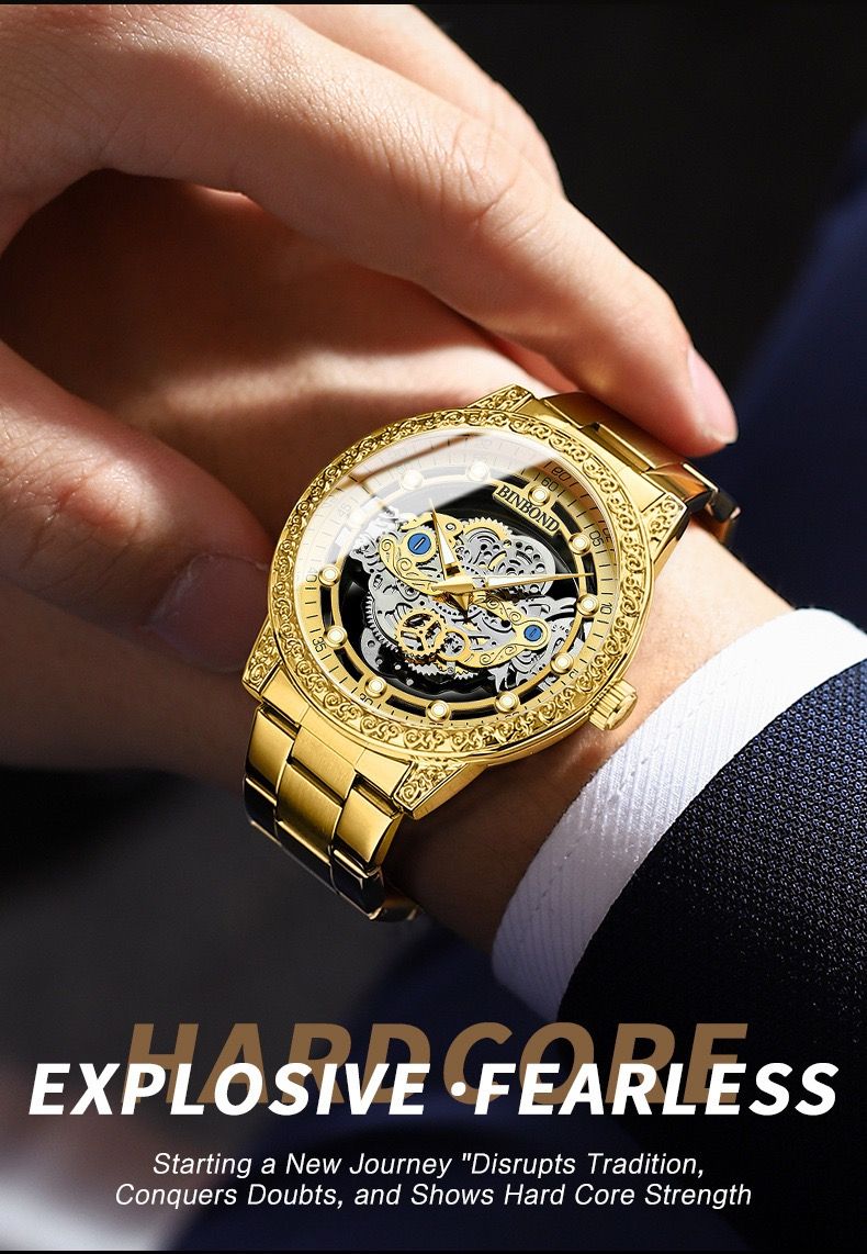 Binbond B1010 1010 Quartz Movement Stainless Steel Fashion Men's Sports Watches Men Waterproof Luminous Business Watch Man Watch