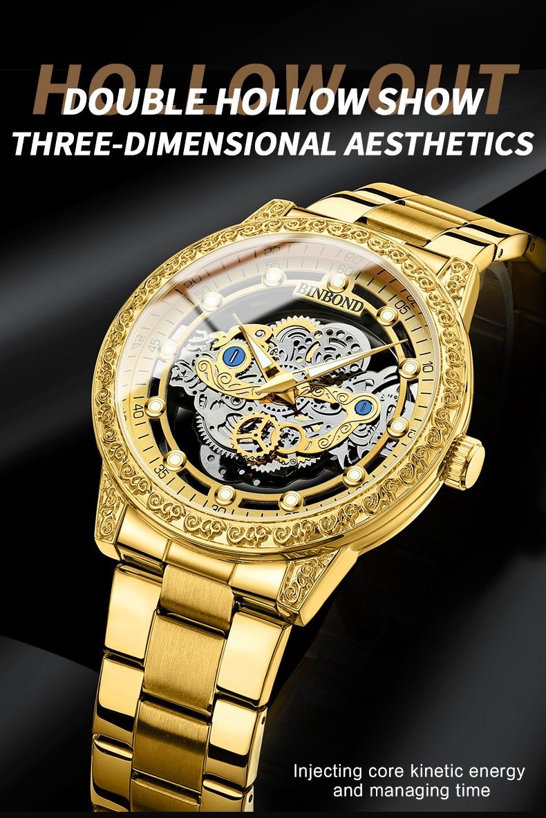 Binbond B1010 1010 Quartz Movement Stainless Steel Fashion Men's Sports Watches Men Waterproof Luminous Business Watch Man Watch