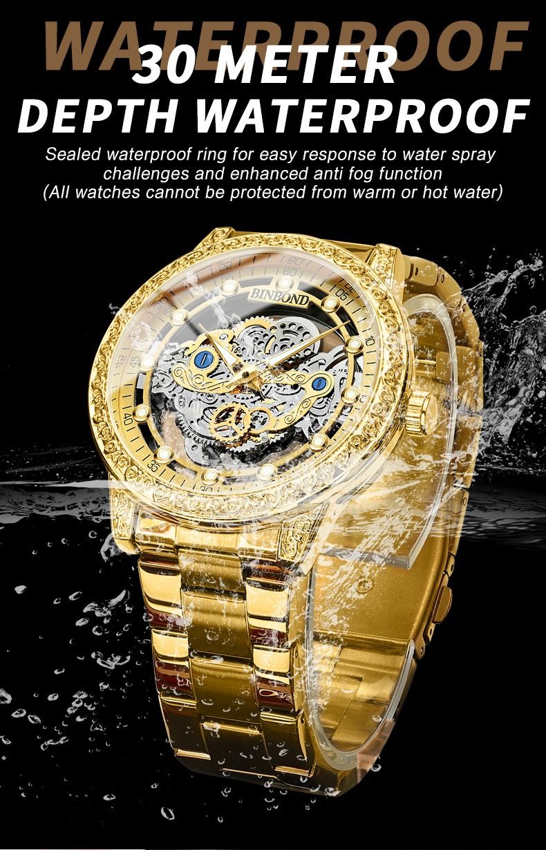 Binbond B1010 1010 Quartz Movement Stainless Steel Fashion Men's Sports Watches Men Waterproof Luminous Business Watch Man Watch