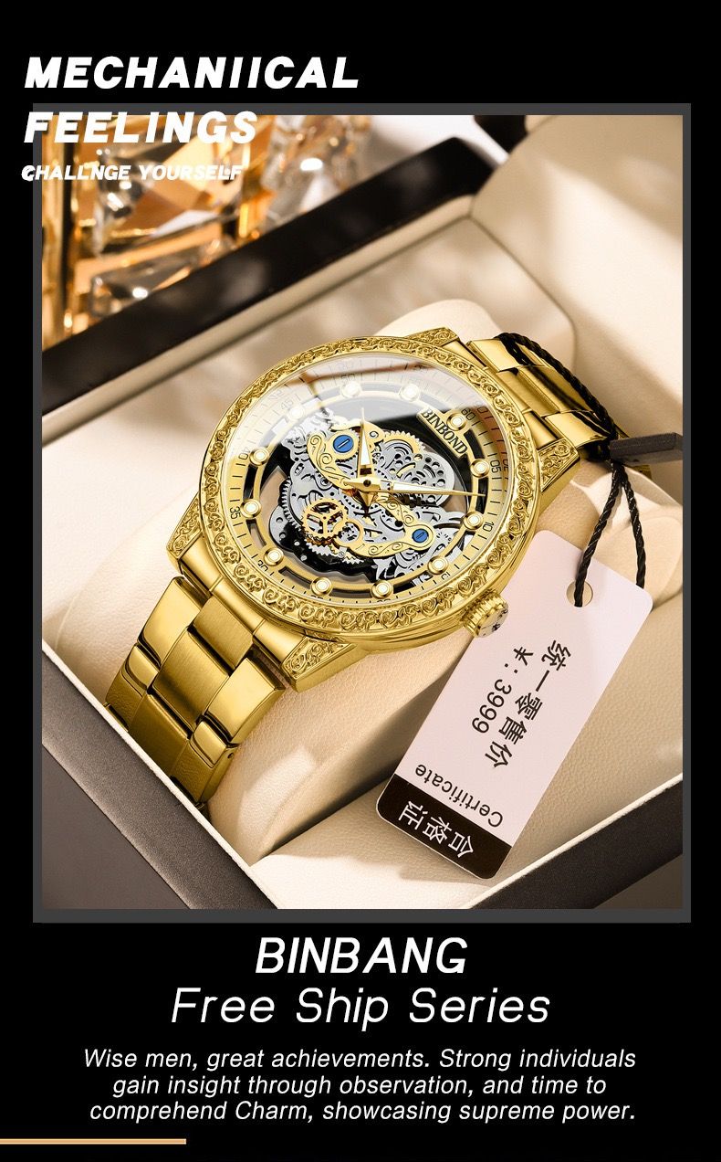 Binbond B1010 1010 Quartz Movement Stainless Steel Fashion Men's Sports Watches Men Waterproof Luminous Business Watch Man Watch