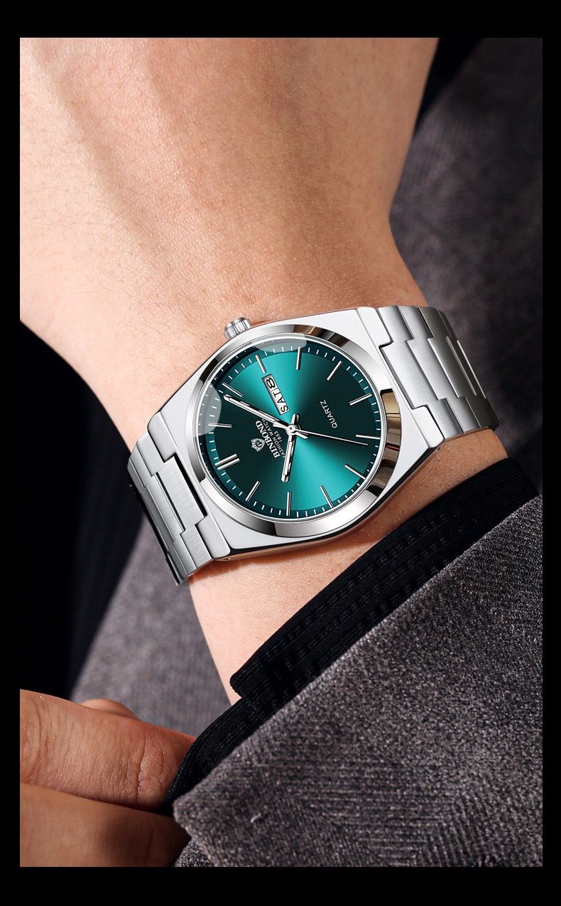 BINBOND B102 102 Luxury Men Quartz Watches Original Watch Waterproof Luminous Date Week Stainless Steel Wristwatch for Man Male