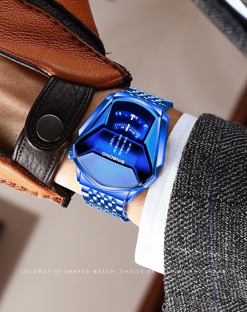 BINBOND 01 Men's Quartz Stainless Steel Wristwatch Waterproof Luminous Chronograph with Mesh Band New Fashion Style Watch Men