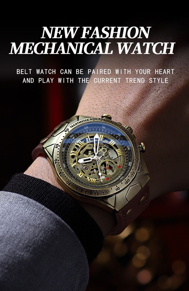 BINBOND A275 Fashion Mechanical Men's Watches Leather Strap Tourbillon Retro Leisure High End Brand Mechanical Watch for Men