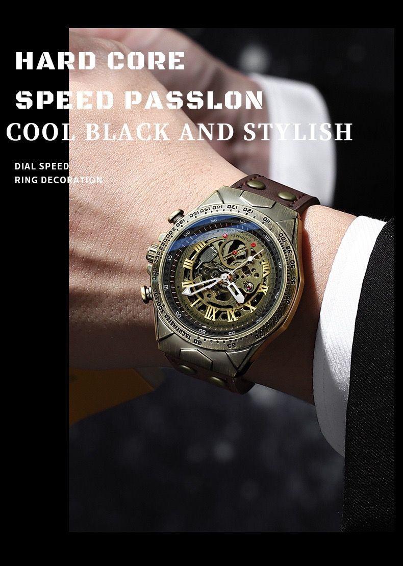 BINBOND A275 Fashion Mechanical Men's Watches Leather Strap Tourbillon Retro Leisure High End Brand Mechanical Watch for Men