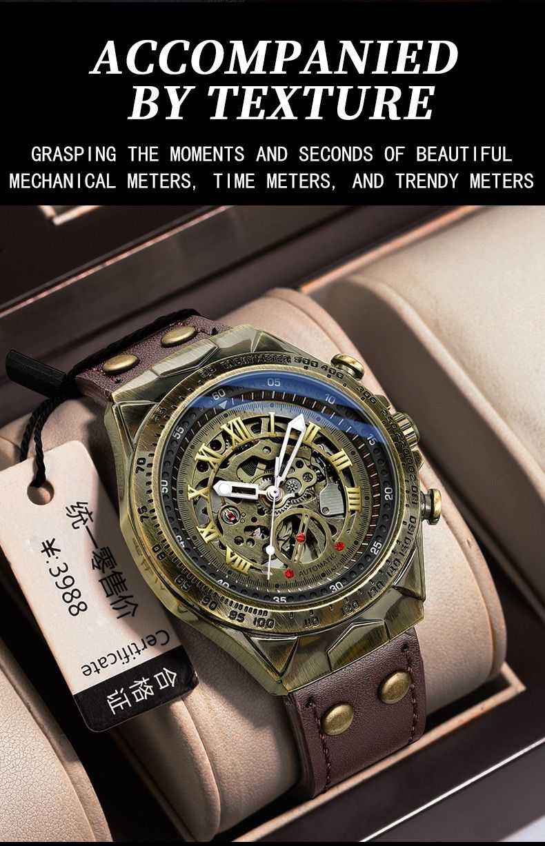 BINBOND A275 Fashion Mechanical Men's Watches Leather Strap Tourbillon Retro Leisure High End Brand Mechanical Watch for Men