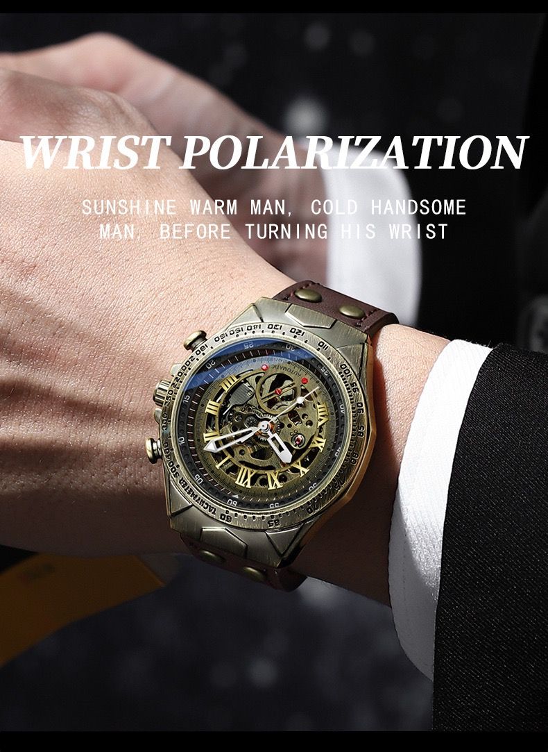 BINBOND A275 Fashion Mechanical Men's Watches Leather Strap Tourbillon Retro Leisure High End Brand Mechanical Watch for Men