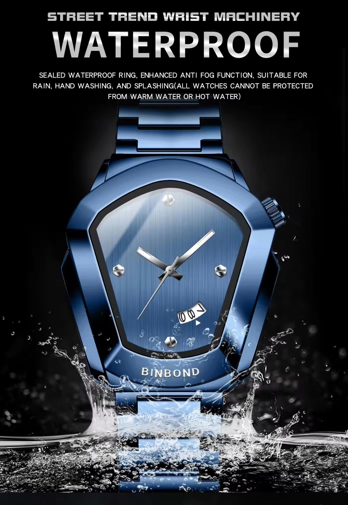 BINBOND 760 Fashion Watch for Man Original Cyber Edge Sleek Steel Strap Waterproof Wrist Watch Bestseller Men's Watch