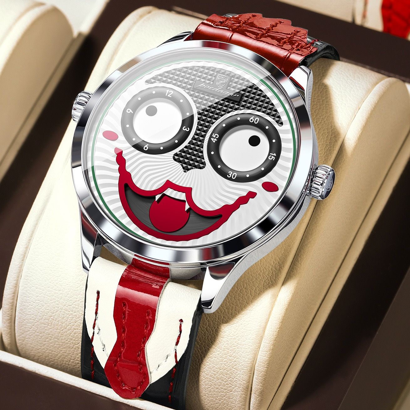 2025 Poedagar  676  Creative Men Waterproof Quartz Watch Luxury Genuine Leather Band Watch for Men