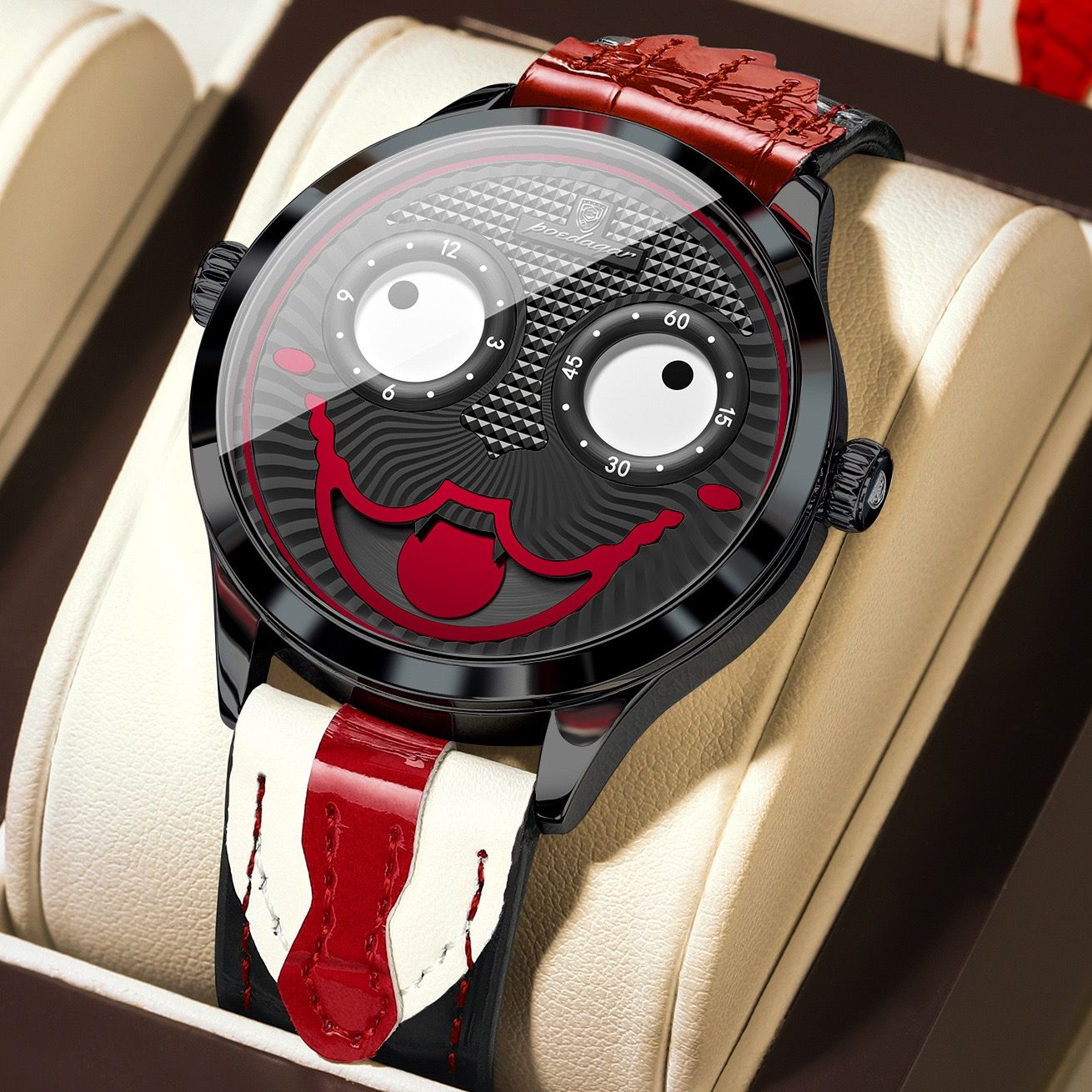 2025 Poedagar  676  Creative Men Waterproof Quartz Watch Luxury Genuine Leather Band Watch for Men