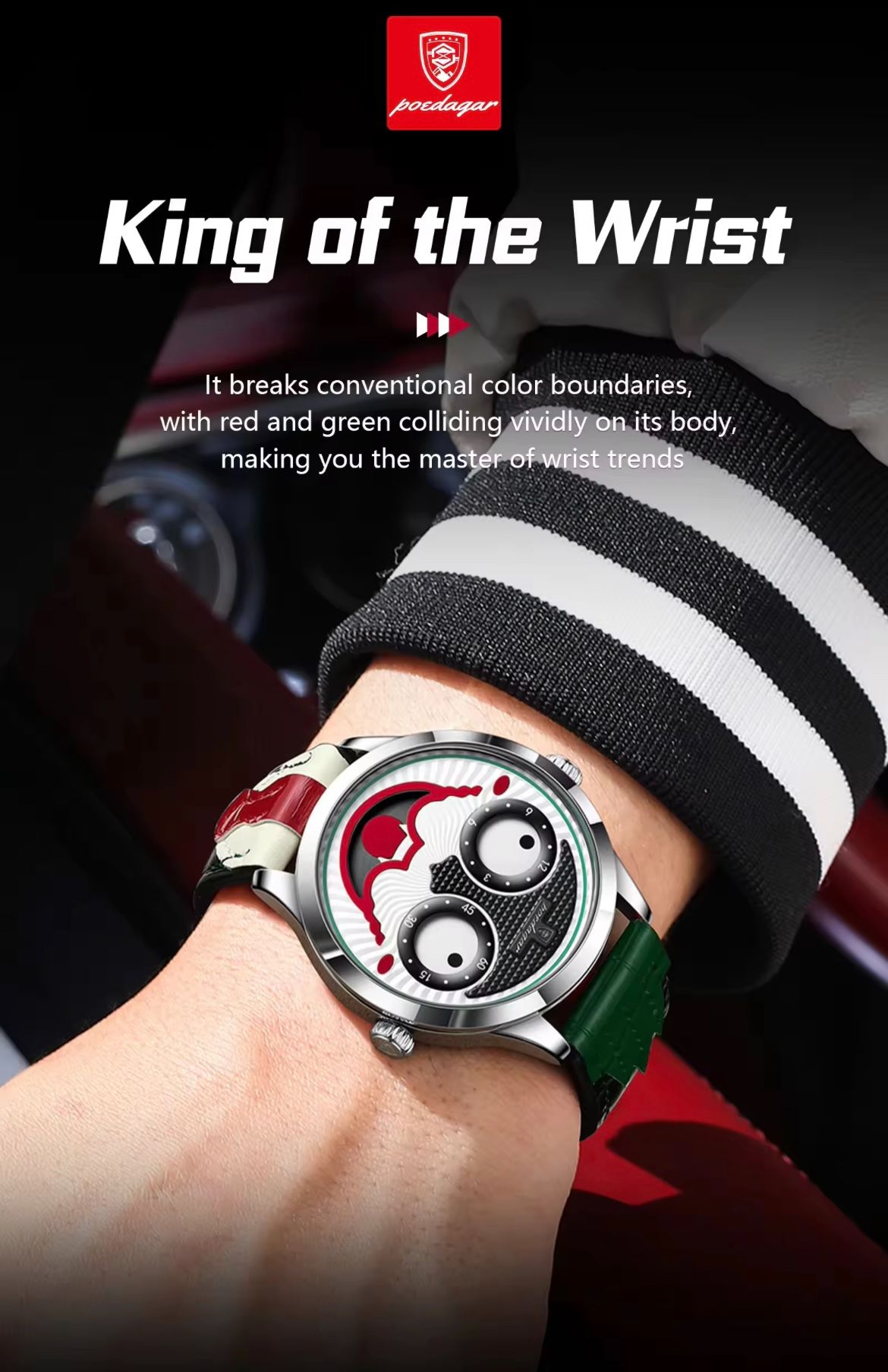 2025 Poedagar  676  Creative Men Waterproof Quartz Watch Luxury Genuine Leather Band Watch for Men