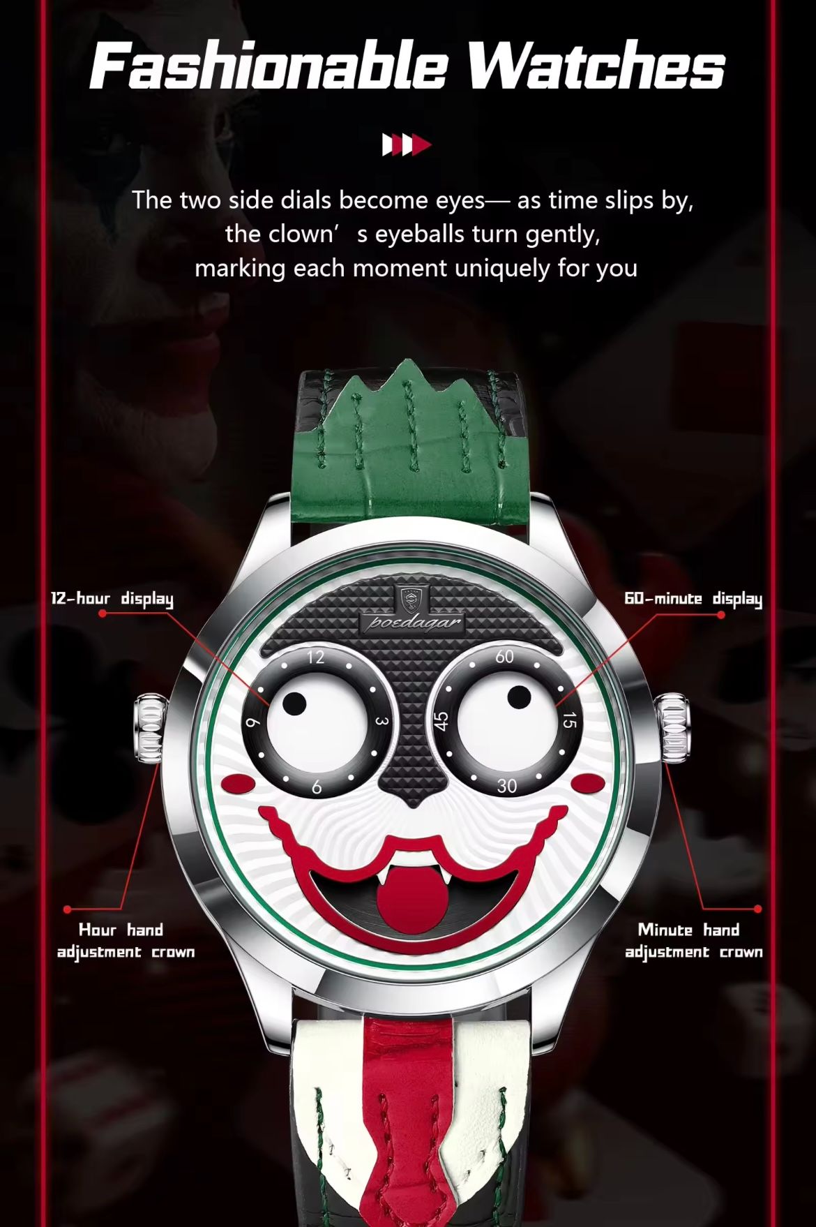 2025 Poedagar  676  Creative Men Waterproof Quartz Watch Luxury Genuine Leather Band Watch for Men
