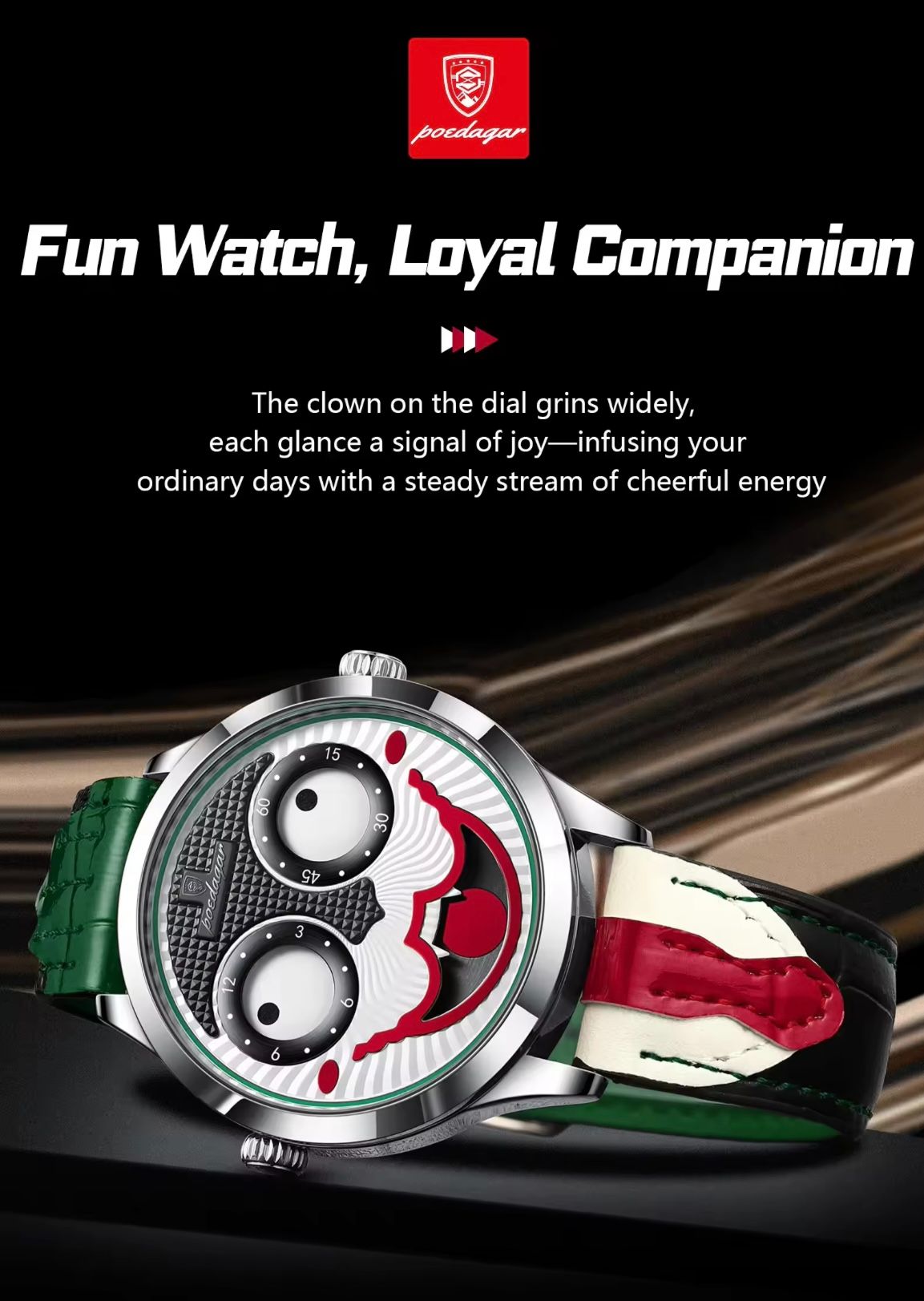 2025 Poedagar  676  Creative Men Waterproof Quartz Watch Luxury Genuine Leather Band Watch for Men