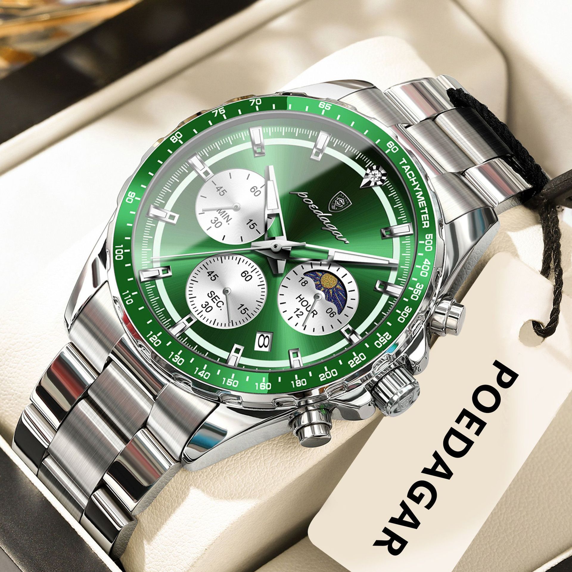 Poedagar 879 Original Men Reloj Waterproof Luminous Chronograph Quartz Men's Watches Luxury Stainless Steel Watch for Men