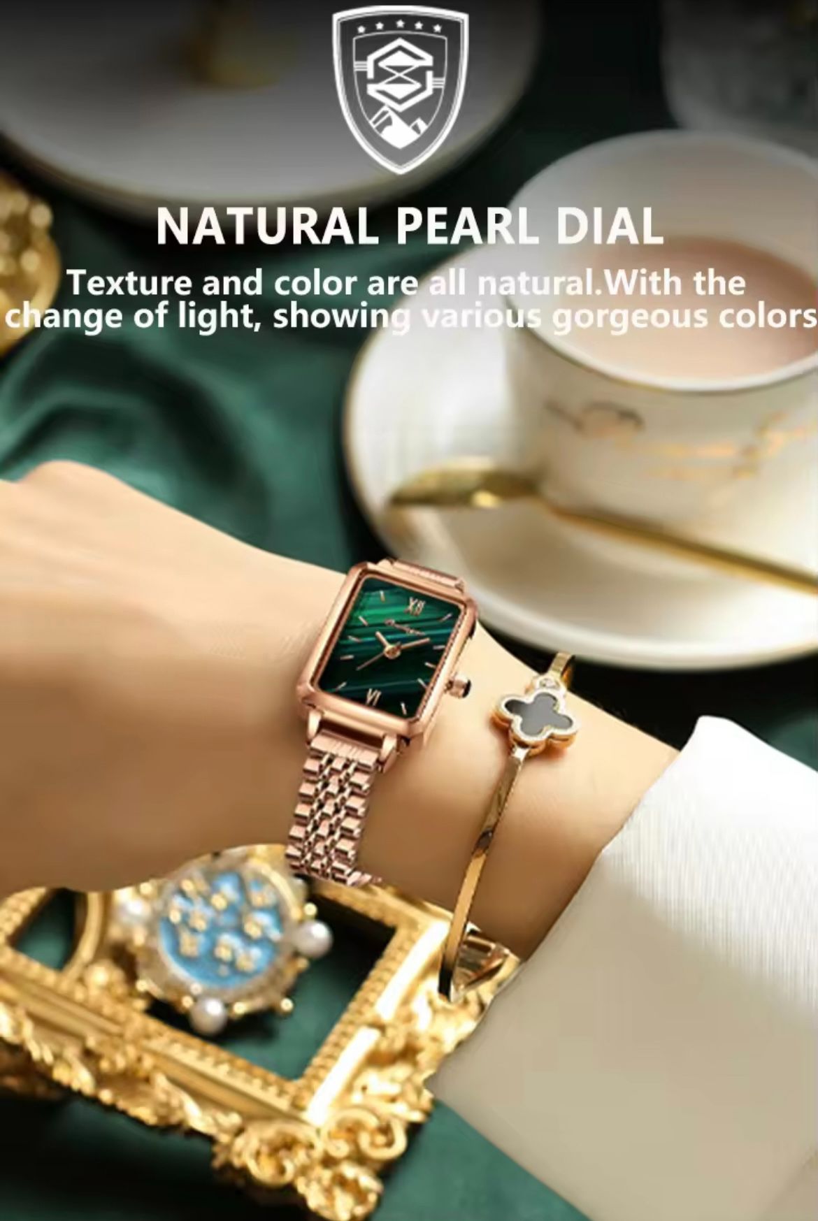 POEDAGAR 622 Women Watches Fashion Green Square Dial Quartz Ladies Watch Slim Gift Dress Bracelet Wristwatches Relogio Feminino
