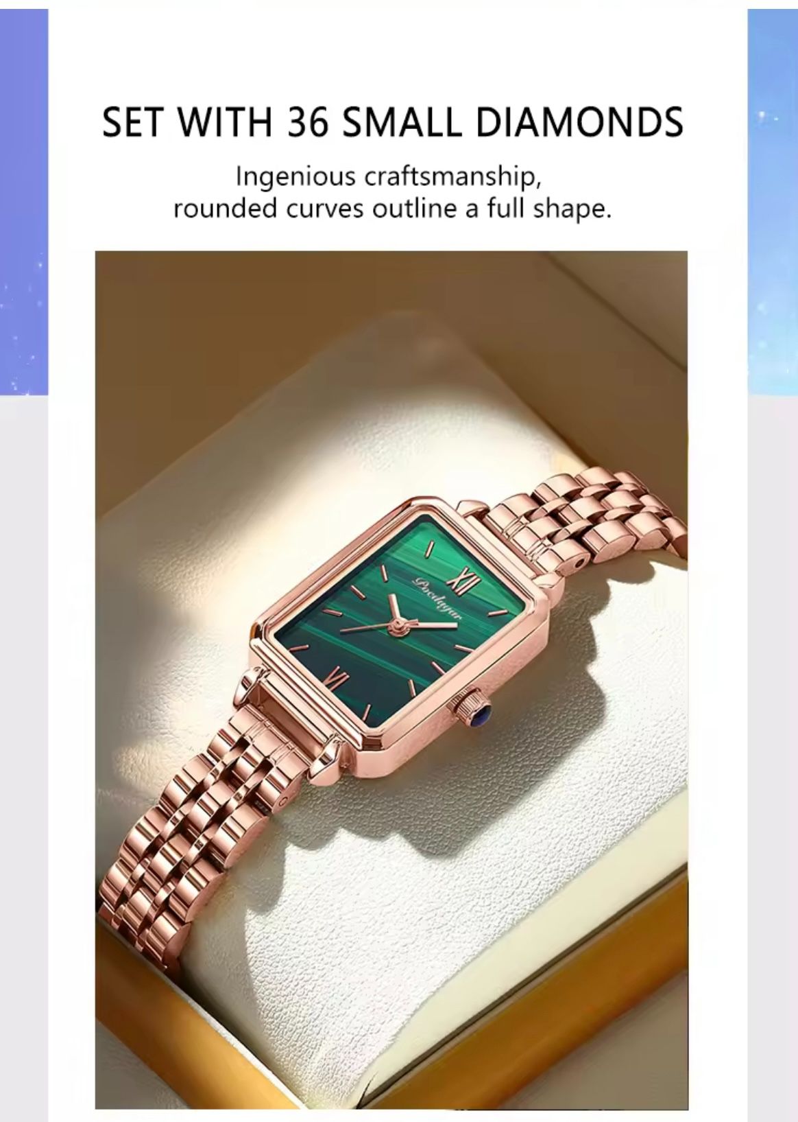 POEDAGAR 622 Women Watches Fashion Green Square Dial Quartz Ladies Watch Slim Gift Dress Bracelet Wristwatches Relogio Feminino