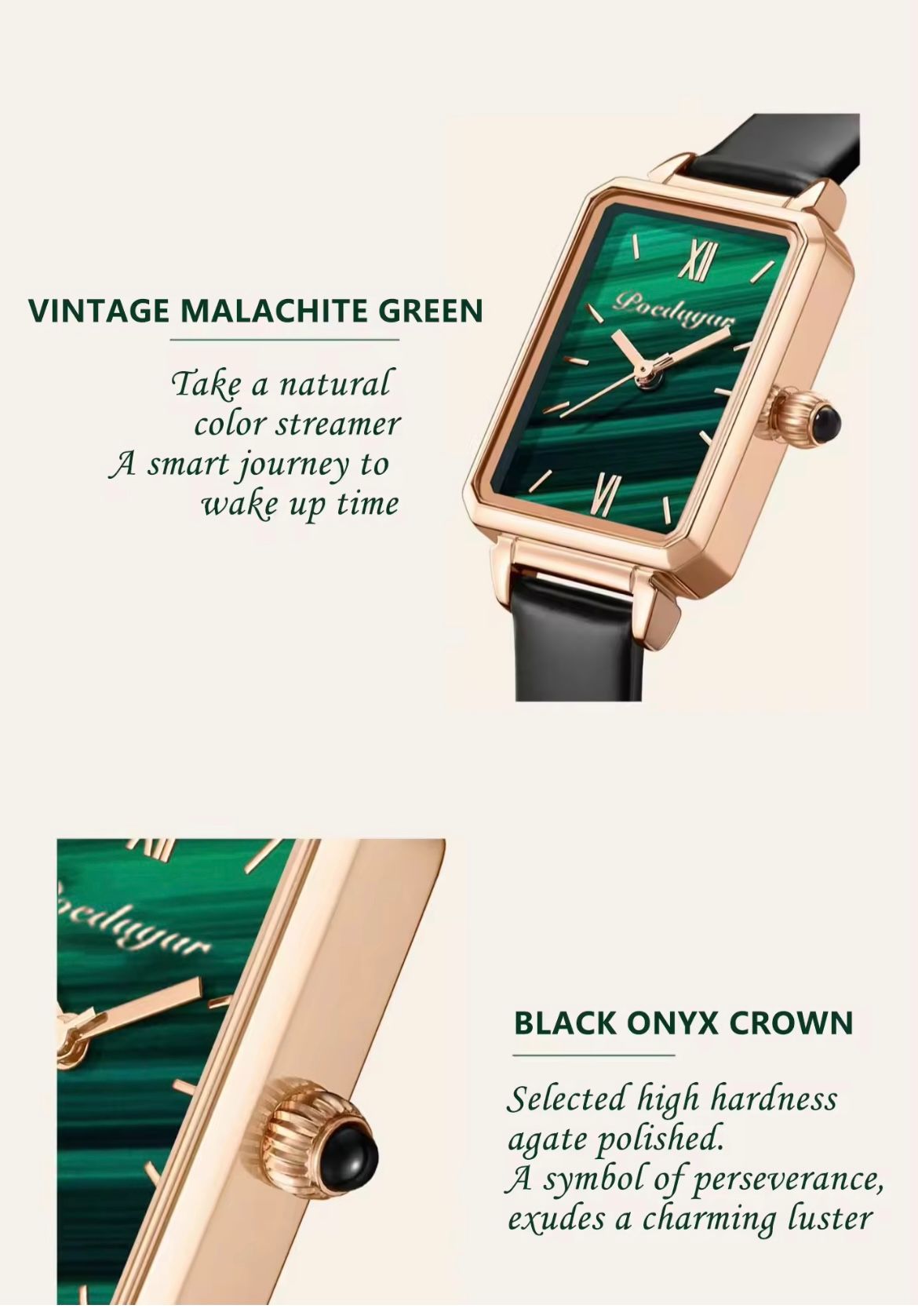 POEDAGAR 622 Women Watches Fashion Green Square Dial Quartz Ladies Watch Slim Gift Dress Bracelet Wristwatches Relogio Feminino