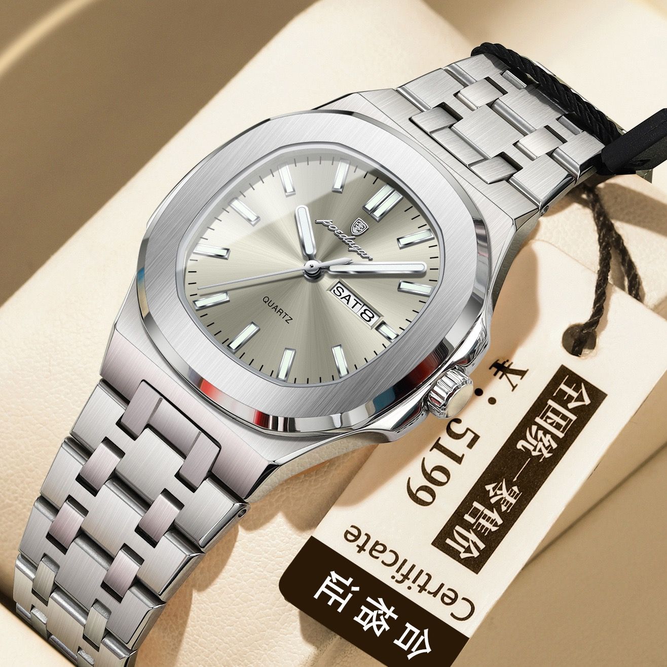 Poedagar 792 Luxury Elegant Stainless Steel Girl Reloj Waterproof Luminous Date Quartz Watch for Women